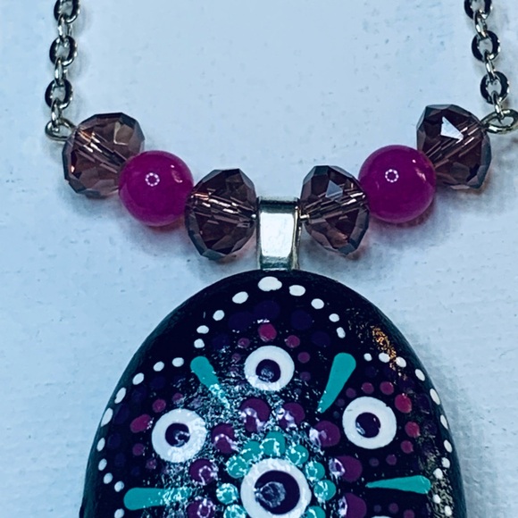 Hand Crafted Mandala Pendant Necklace - Picture 3 of 4